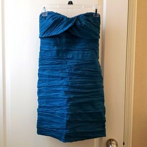 Teal strapless dress